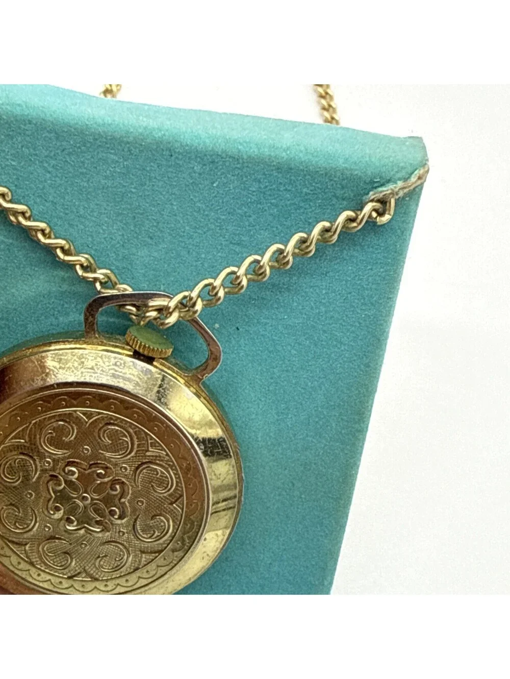 Vintage Bradley Pendant Watch Working Swiss Made Gold Tone Starburst 1966 Case